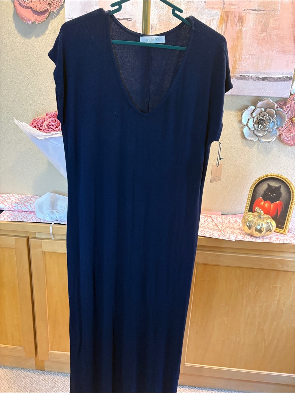 River + Sky Navy V-Neck Maxi Slip Dress